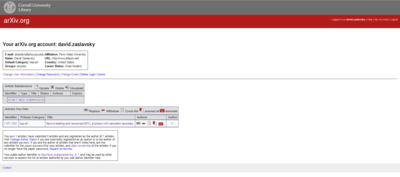 arXiv account page