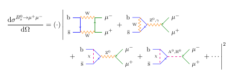 Feynman diagrams for B meson to muon in supersymmetric theories