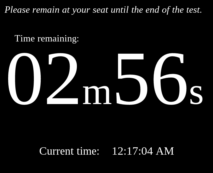 minute:second countdown