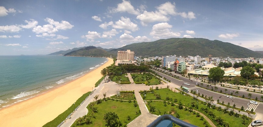 view of Quy Nhon including the beach and mountains